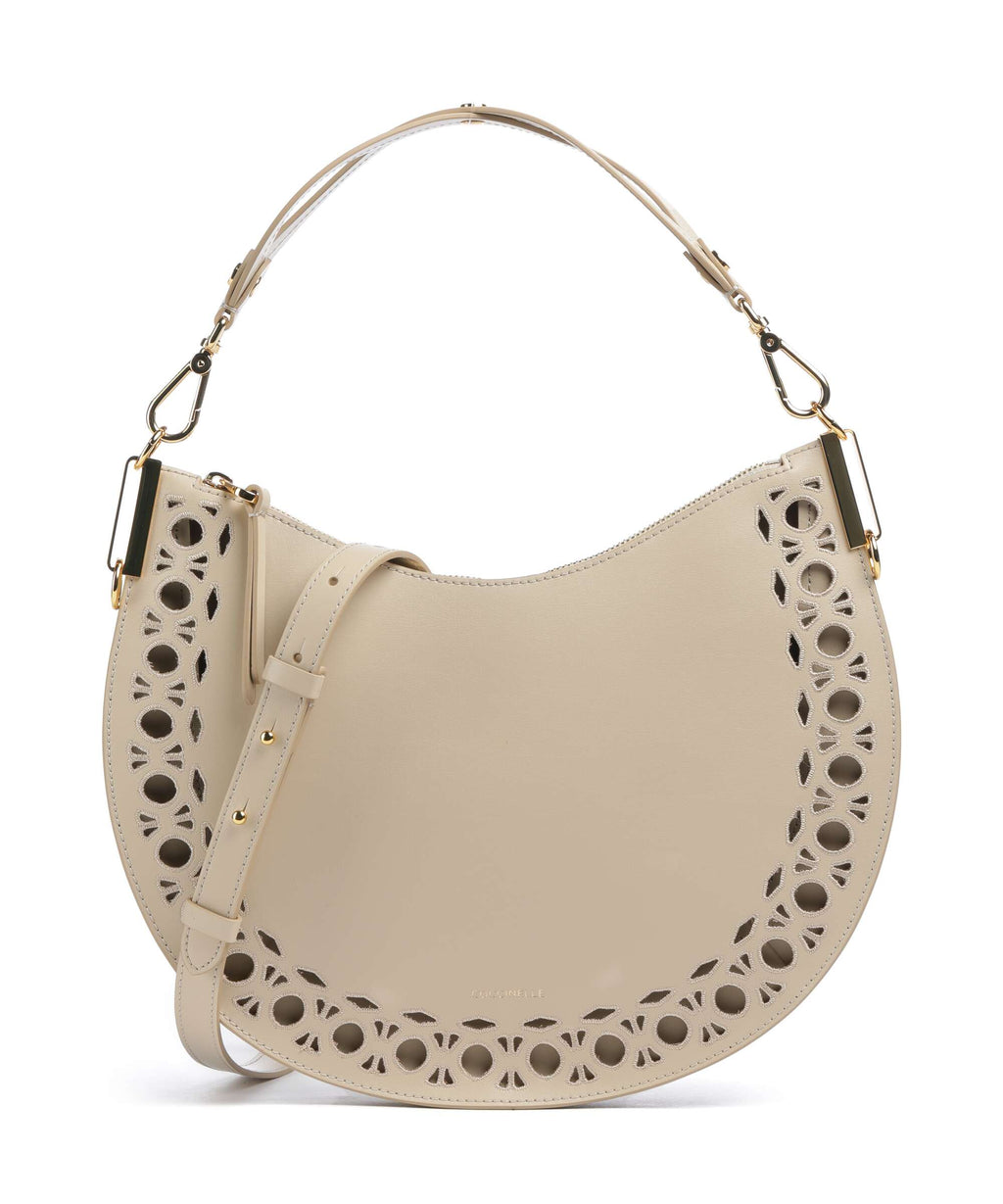 Coccinelle Sunup Monogram Sangallo Hobo bag sandshell