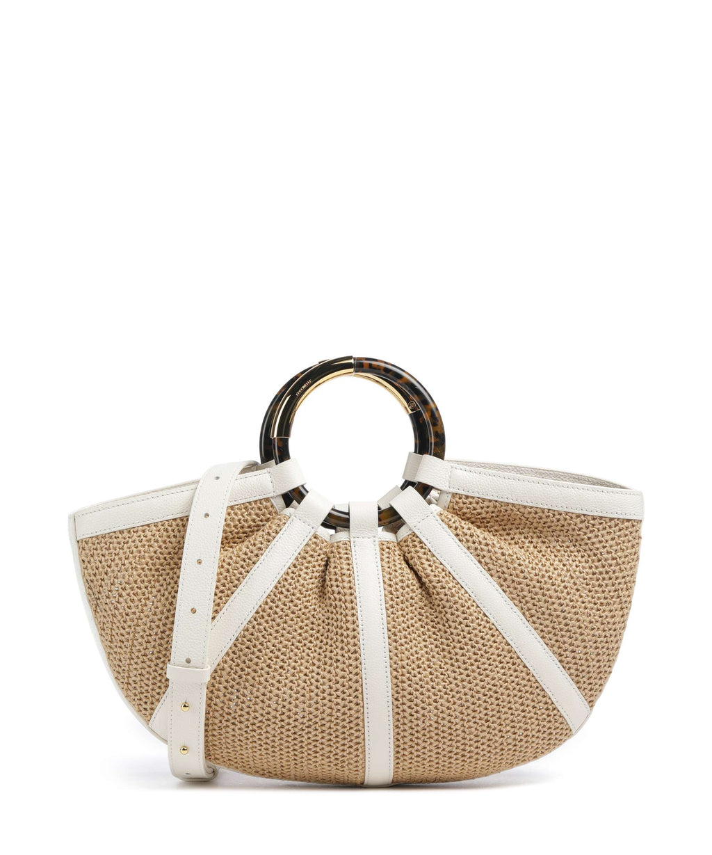 Coccinelle Shell Straw Handbag natural/pearl
