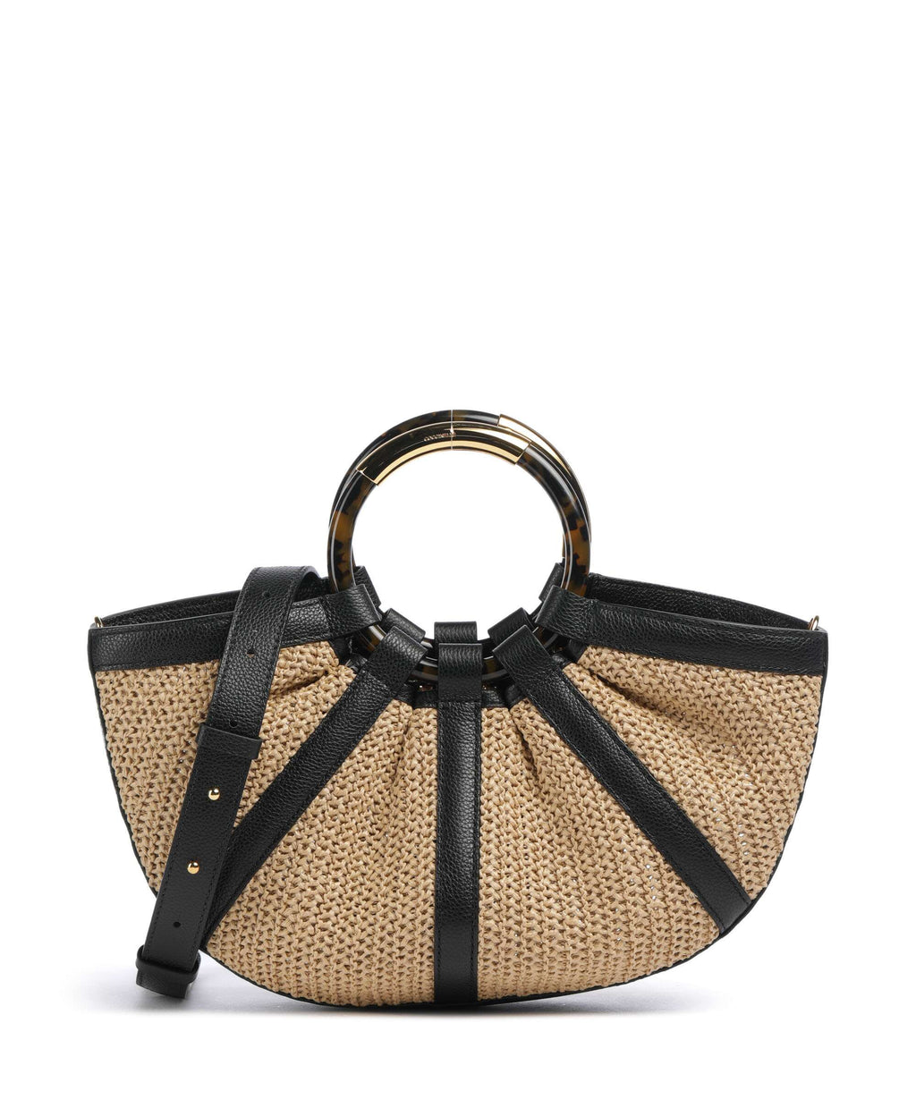 Coccinelle Shell Straw Handbag natural/noir