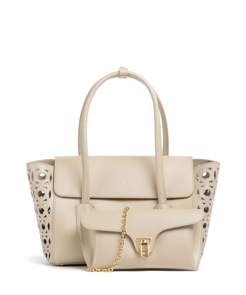 Coccinelle Beat Double Monogram Handbag sandshell