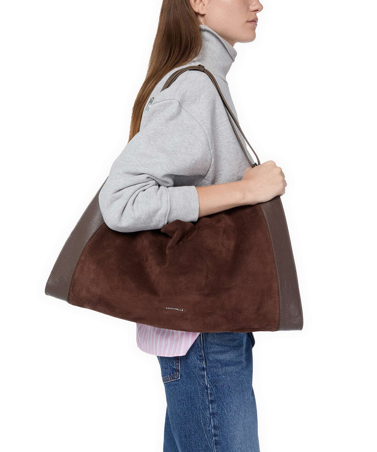 Coccinelle Elinor Suede Hobo bag brunette