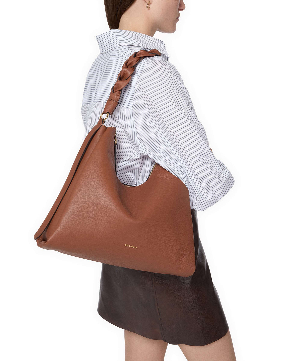 Coccinelle Boheme Grana Double Hobo bag cognac/noir