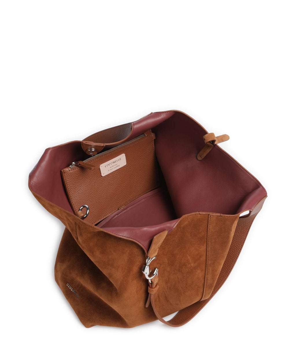 Coccinelle C-Easy Suede Hobo bag cognac