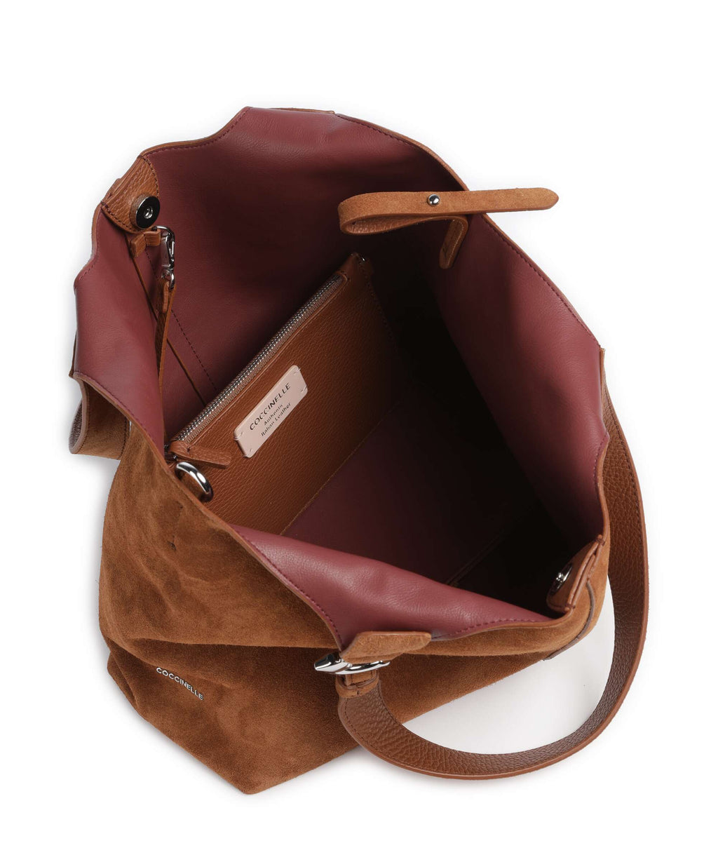 Coccinelle C-Easy Suede Hobo bag cognac