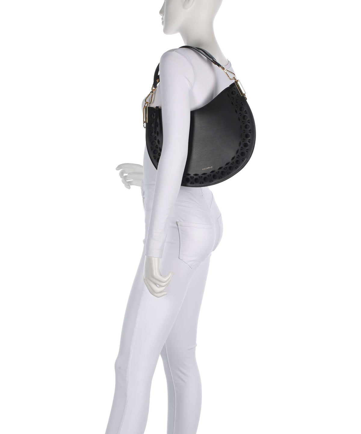 Coccinelle Sunup Monogram Sangallo Hobo bag noir