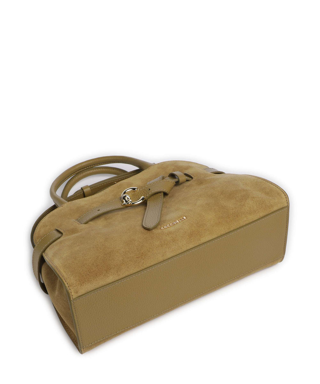 Coccinelle Sabine Suede Handbag seagrass