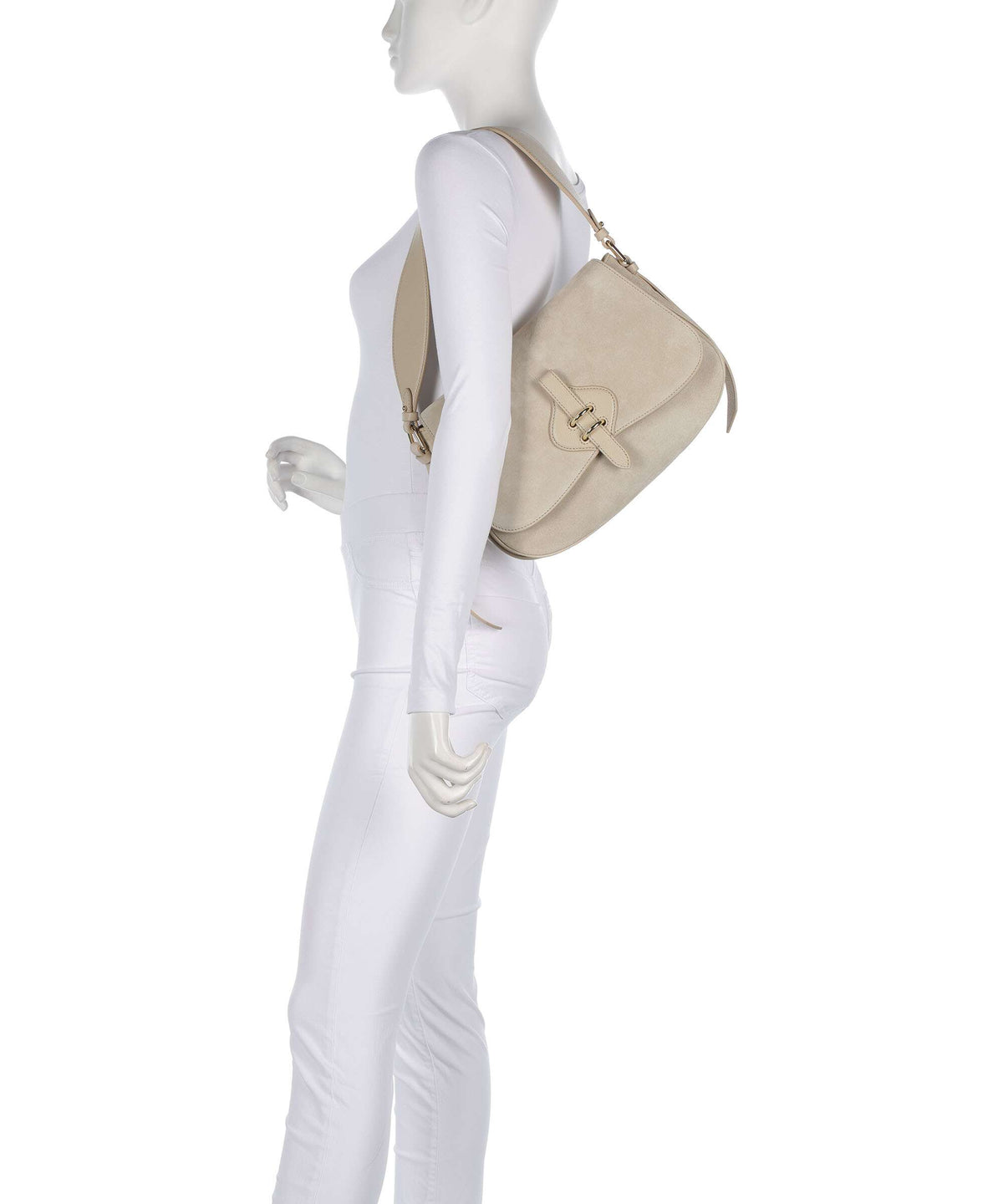 Coccinelle Mavery Suede Shoulder bag sandshell