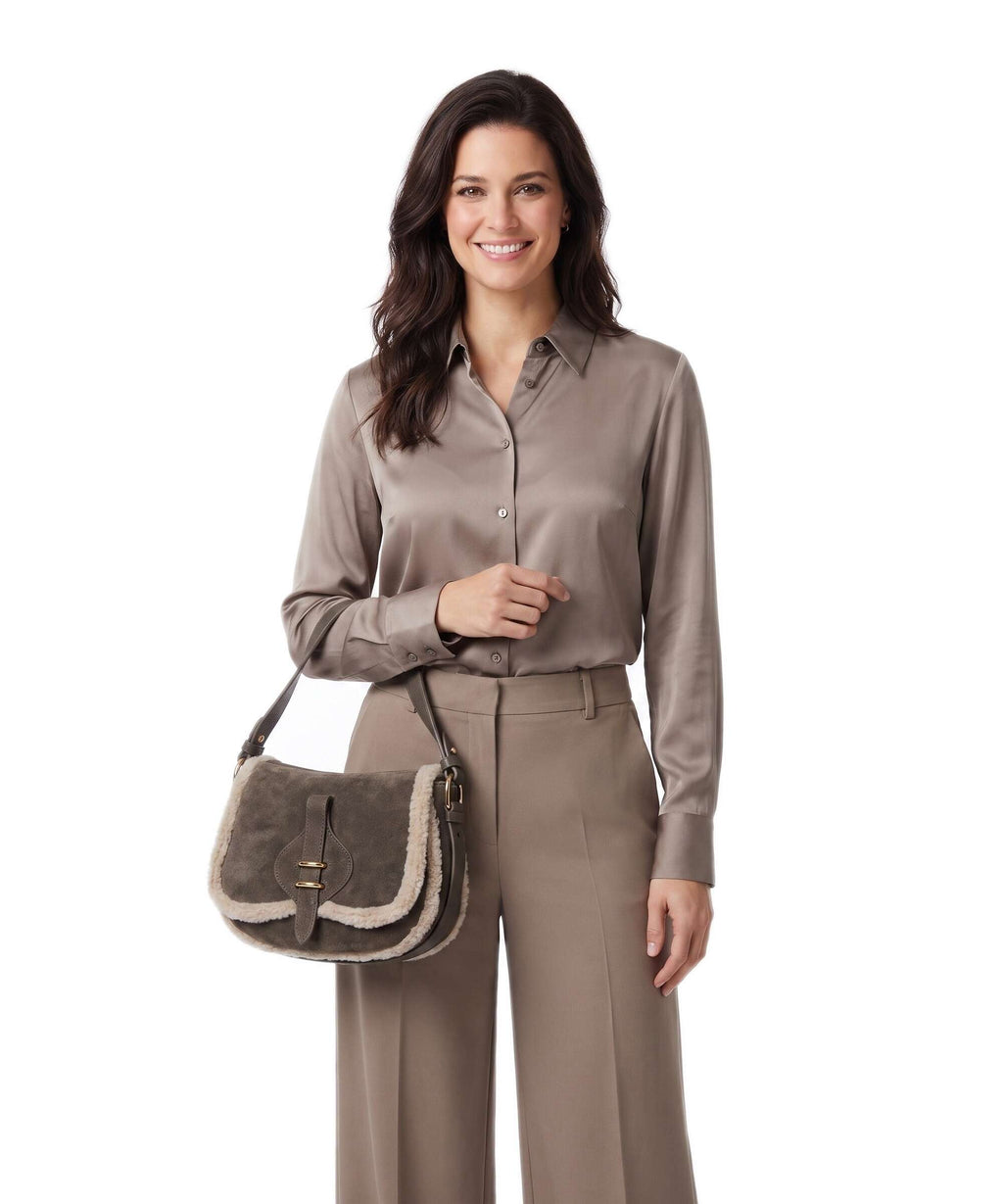 Coccinelle Smash Suede Handbag fango/warm taupe