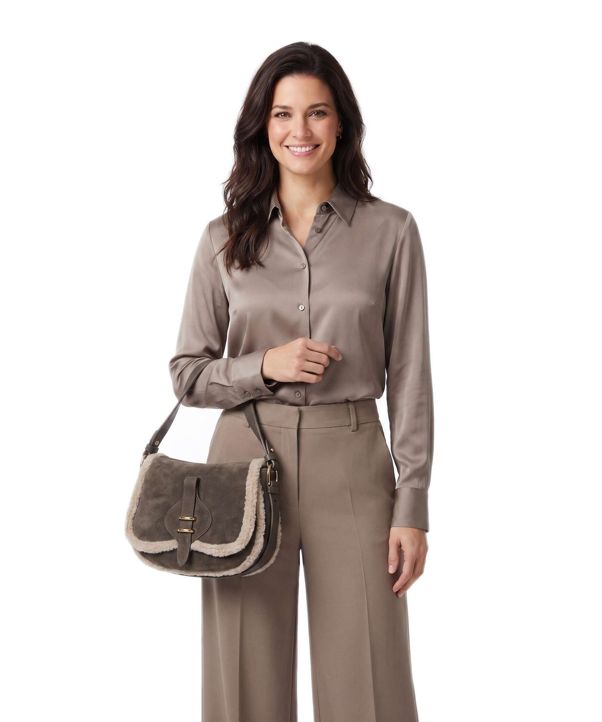 Coccinelle Smash Suede Handbag fango/warm taupe