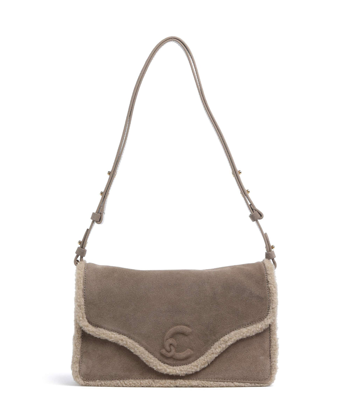 Coccinelle C-Me Softy Suede Shoulder bag warm taupe