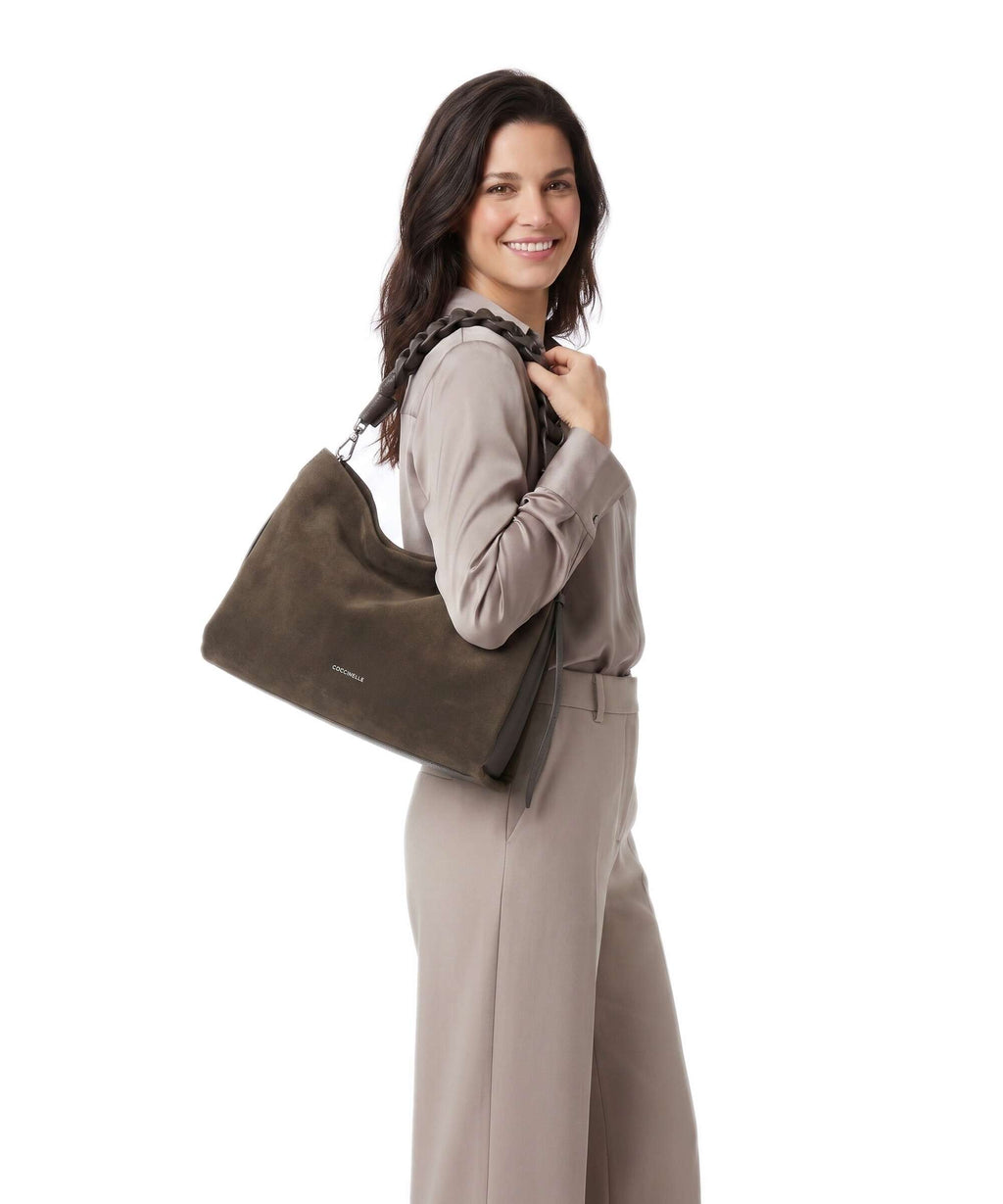 Coccinelle Boheme Suede Hobo bag fango