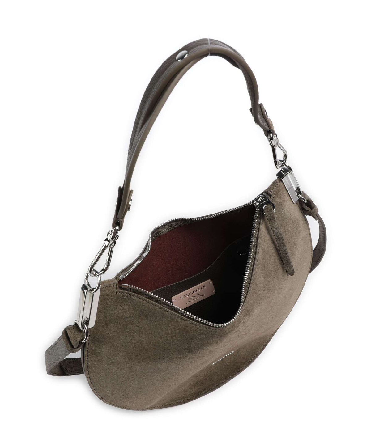Coccinelle Sunup Suede Hobo bag fango