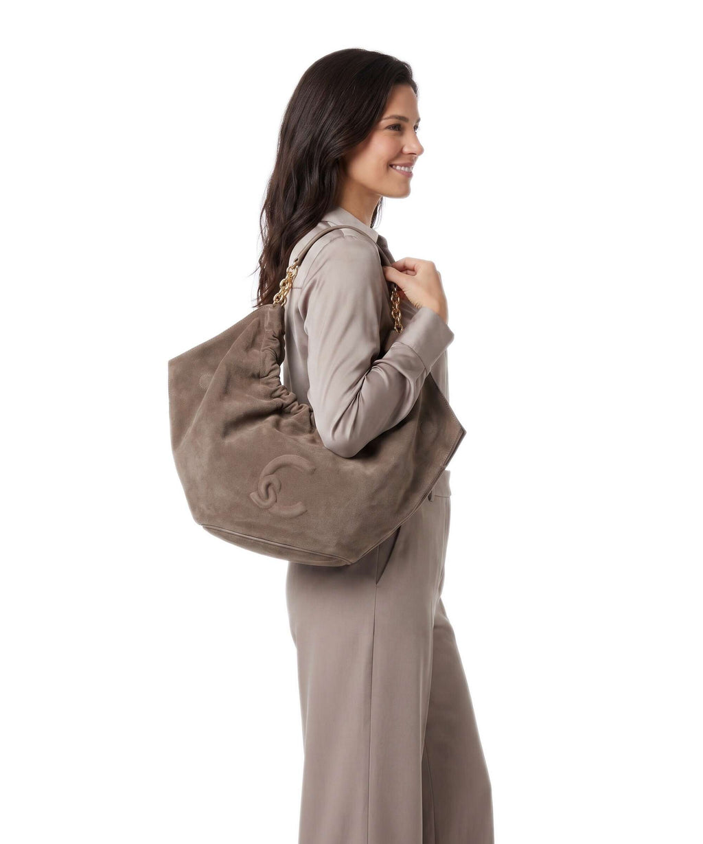 Coccinelle Smash Suede Hobo bag warm taupe