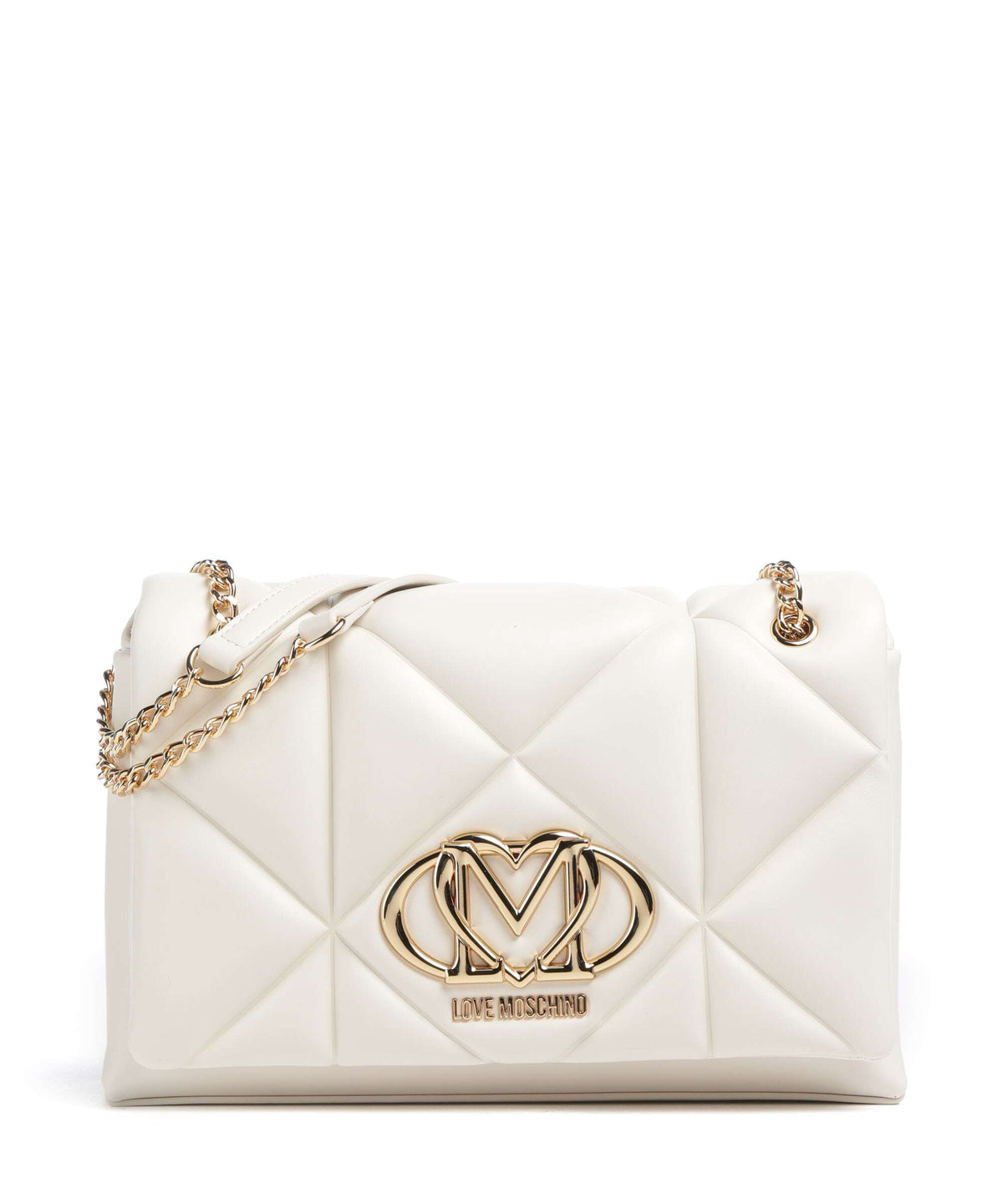 Love Moschino Embossed Q Shoulder bag ivory