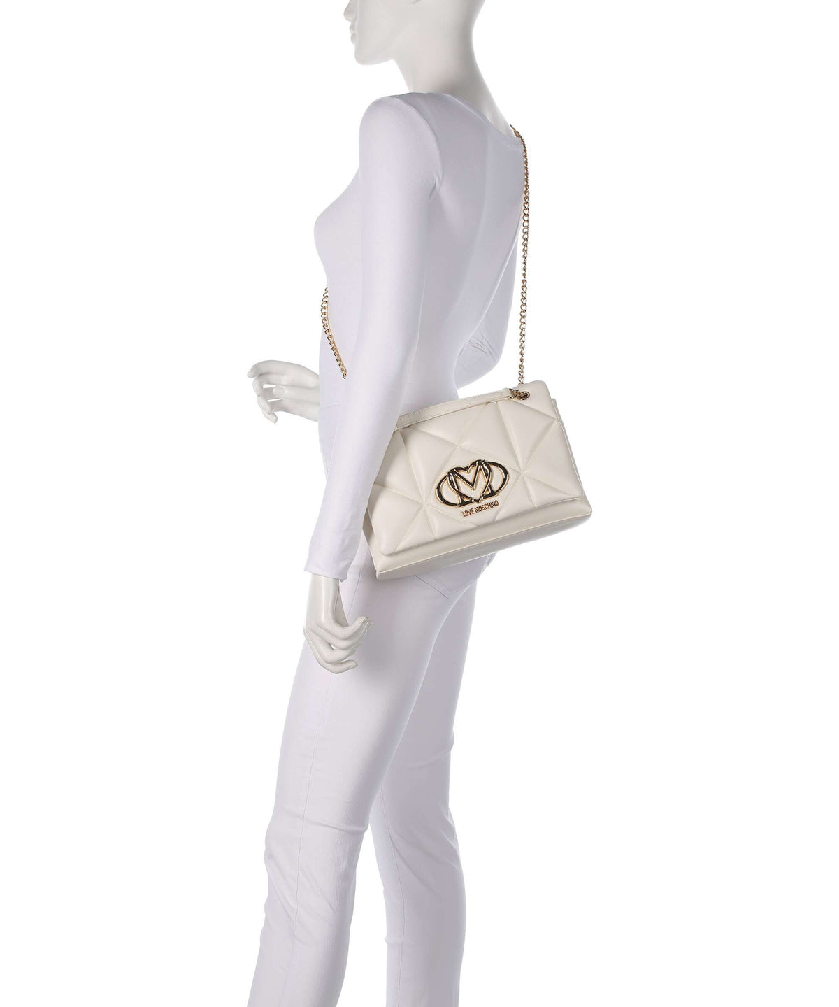 Love Moschino Embossed Q Shoulder bag ivory