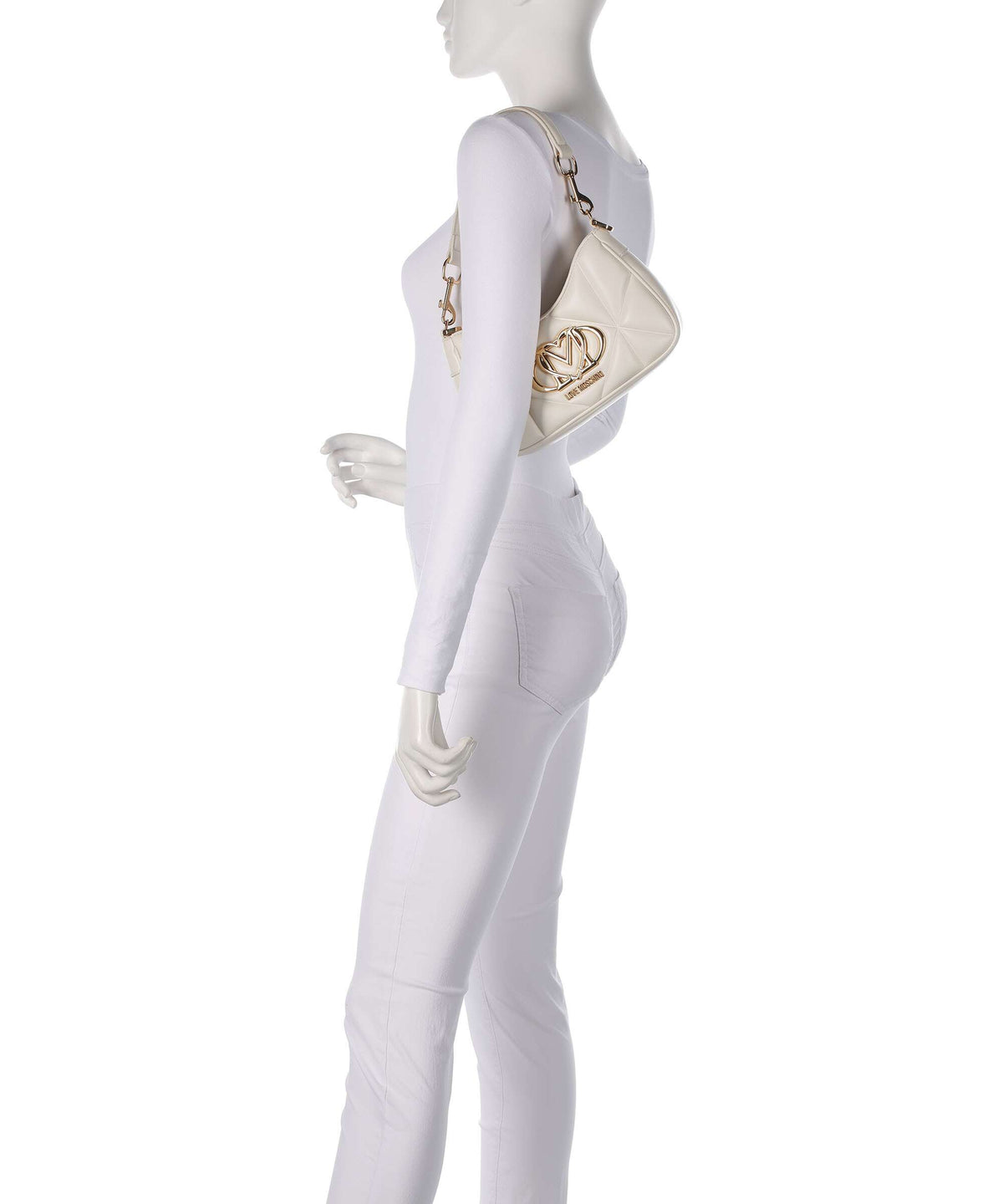 Love Moschino Embossed Q Shoulder bag ivory