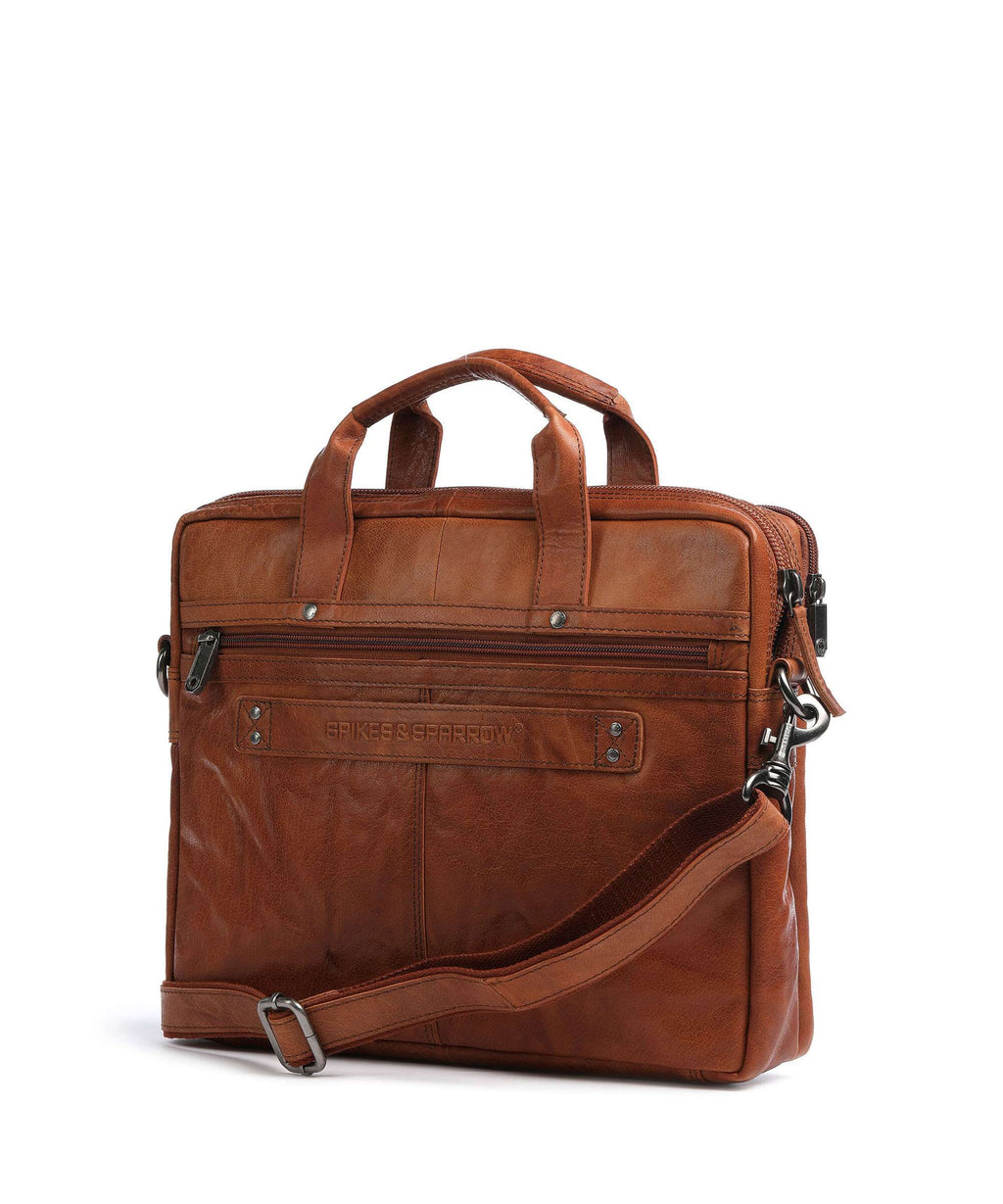 Spikes & Sparrow Bronco Briefcase brandy
