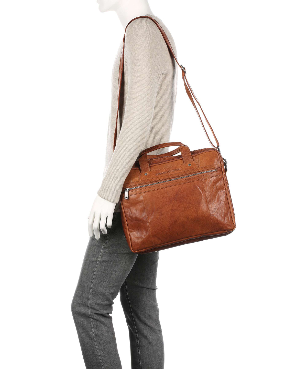 Spikes & Sparrow Bronco Briefcase brandy