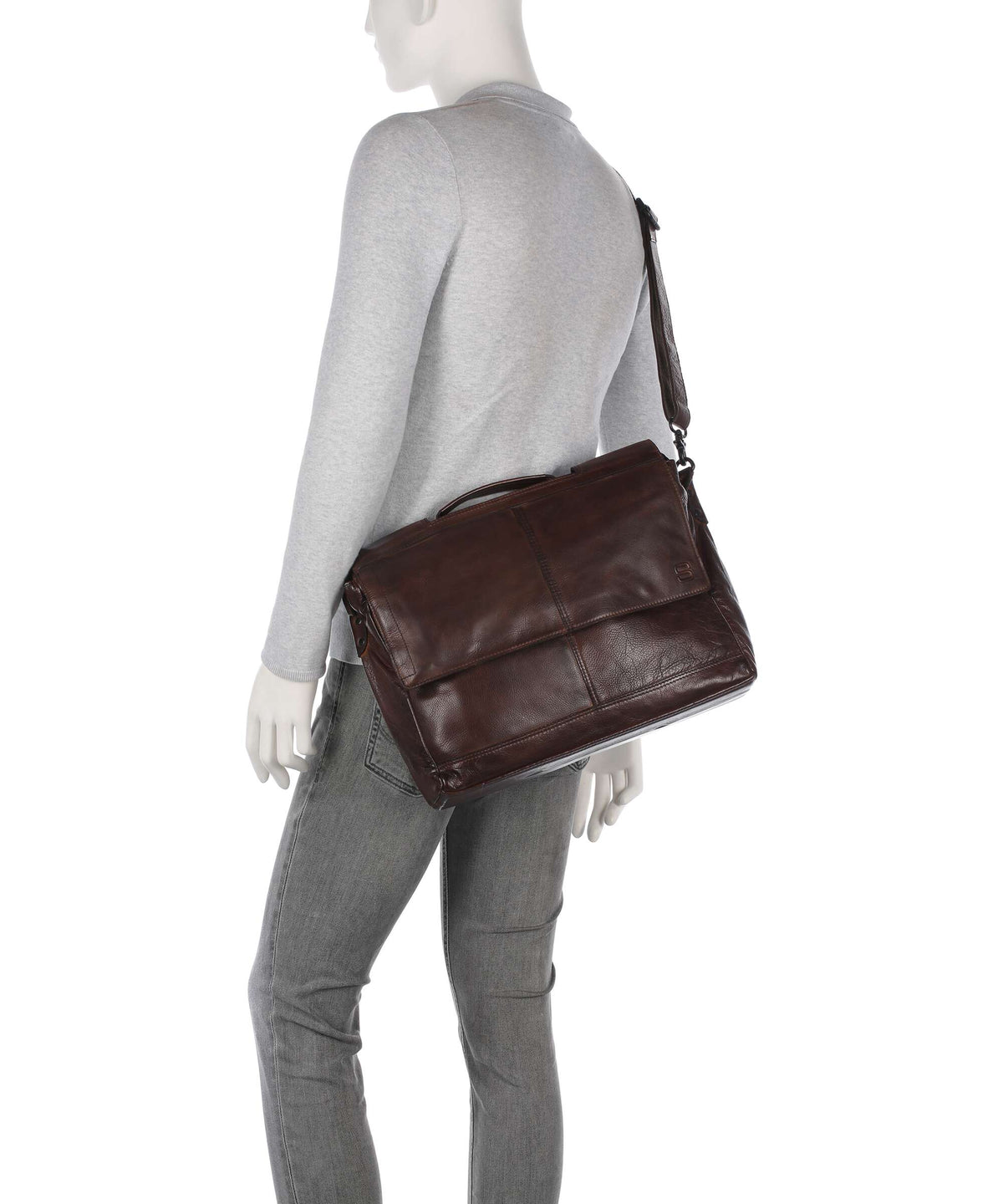 Spikes & Sparrow Apache Benzo Briefcase dark brown