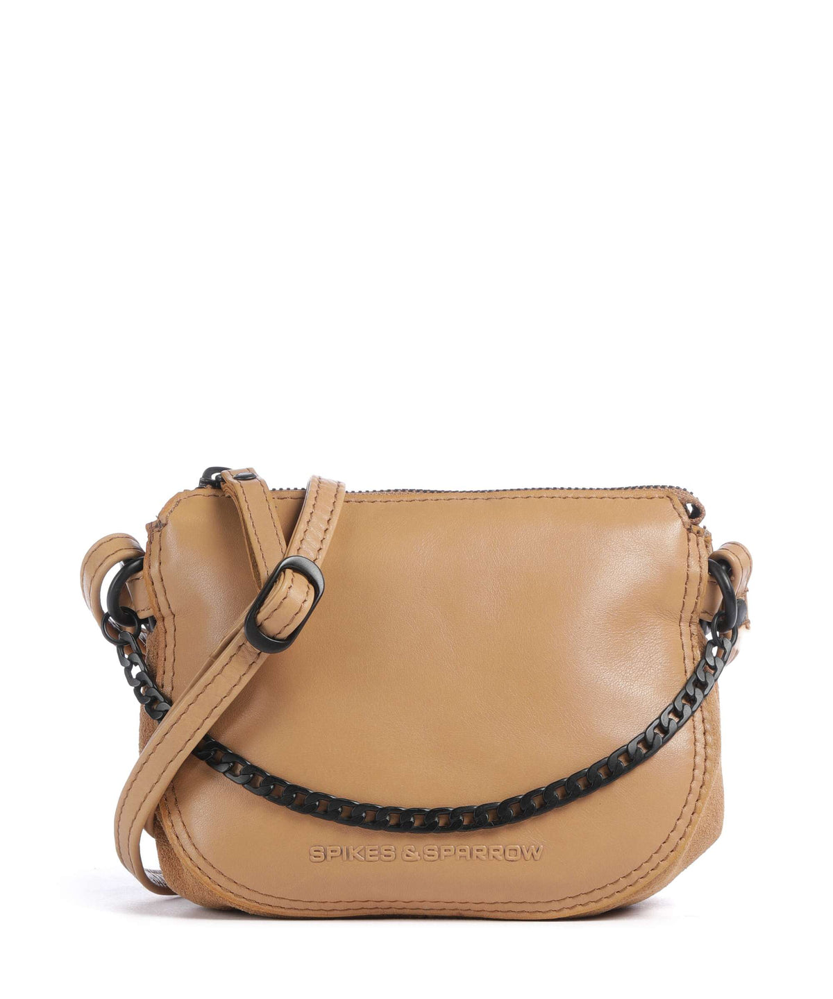 Spikes & Sparrow Suede Mix Delaine Crossbody bag camel