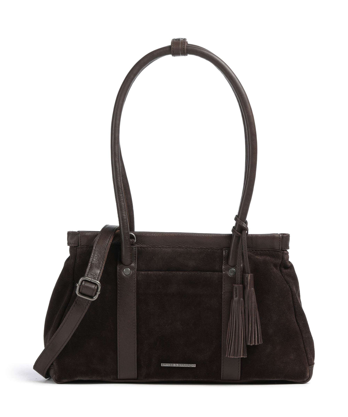Spikes & Sparrow Suede Mix Milania Shoulder bag dark brown
