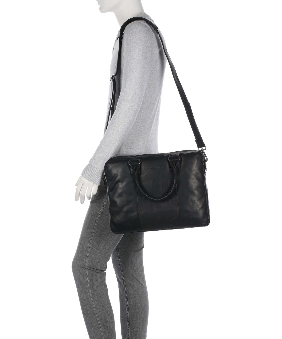 The Chesterfield Brand Wax Pull Up Cow Fabian Briefcase black