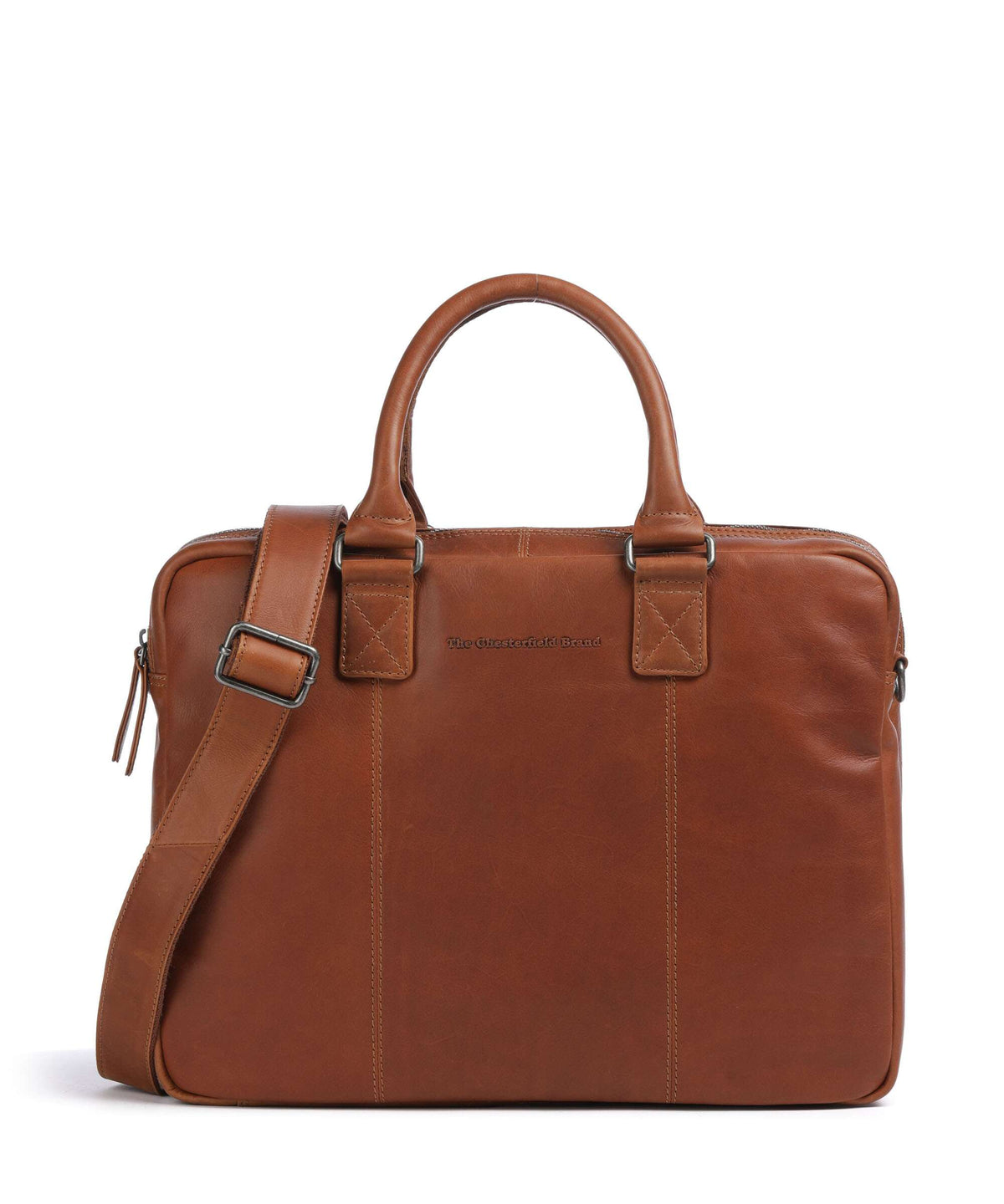 The Chesterfield Brand Wax Pull Up Cow Fabian Briefcase cognac