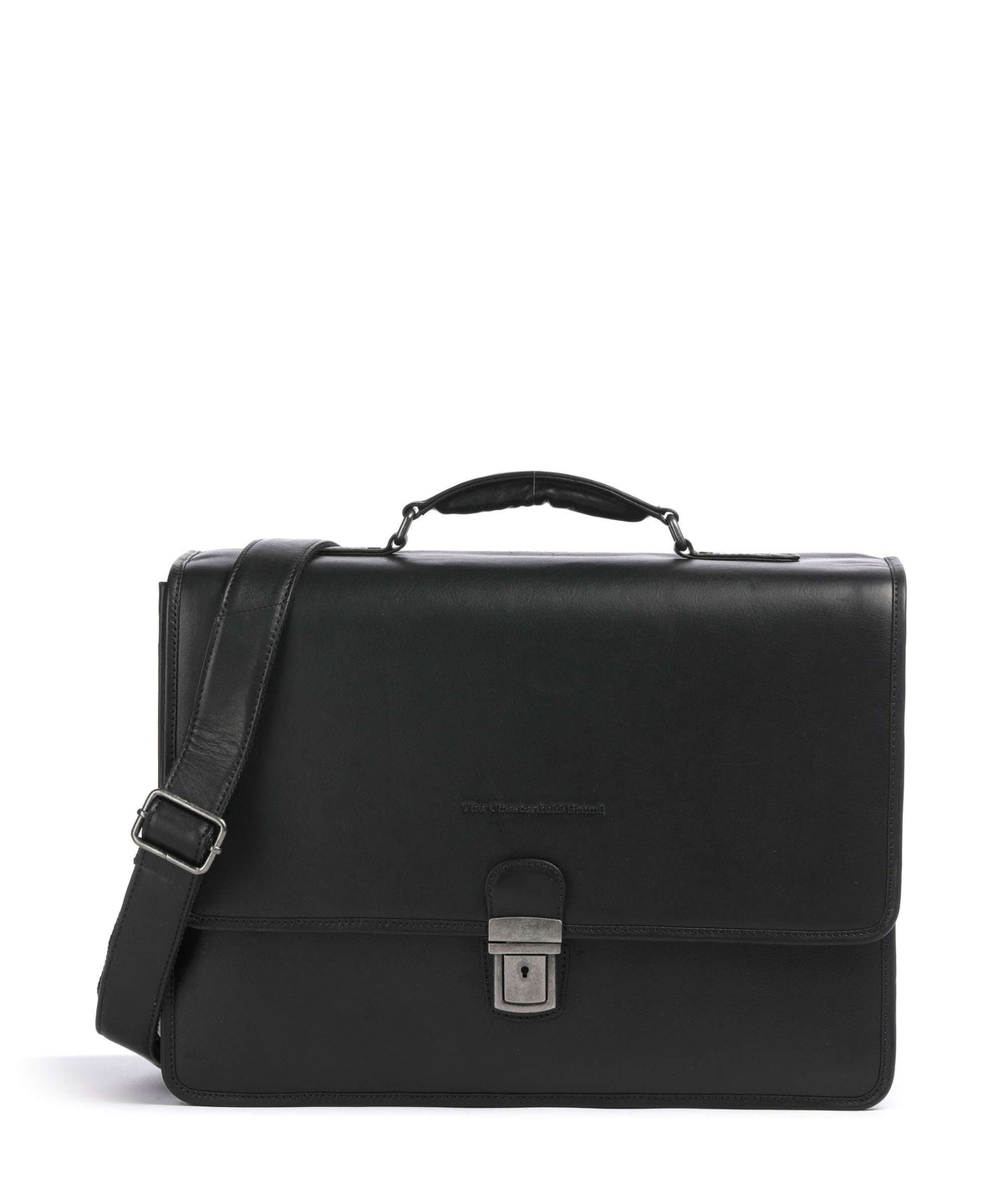 The Chesterfield Brand Wax Pull Up Cow Glenwood Briefcase black