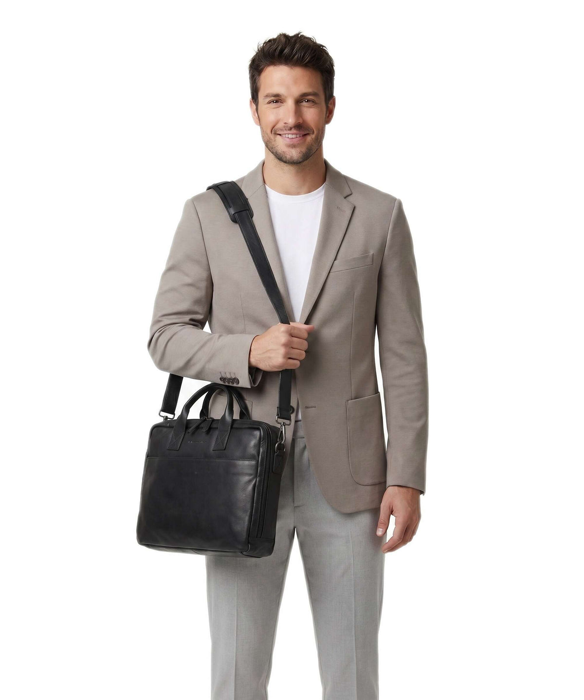 The Chesterfield Brand Cow Wax Pull Up Frazer Briefcase black