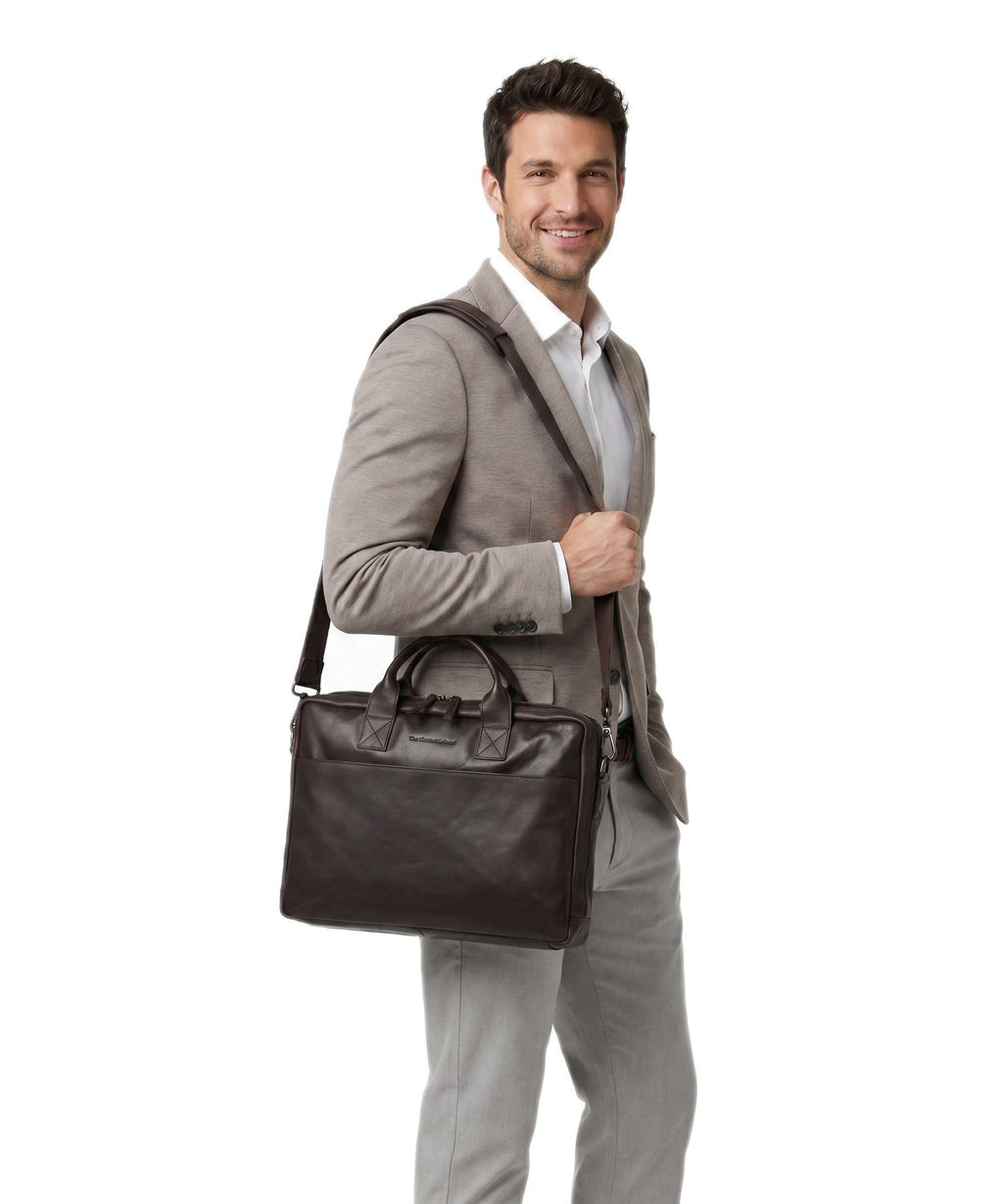 The Chesterfield Brand Cow Wax Pull Up Frazer Briefcase brown