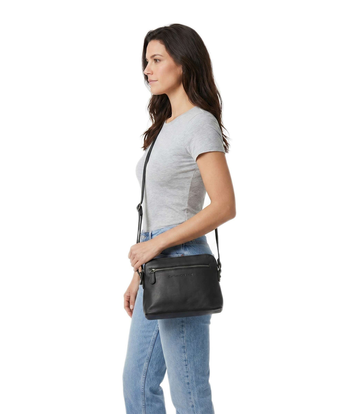 The Chesterfield Brand Wax Pull Up Cow Nebraska Crossbody bag black