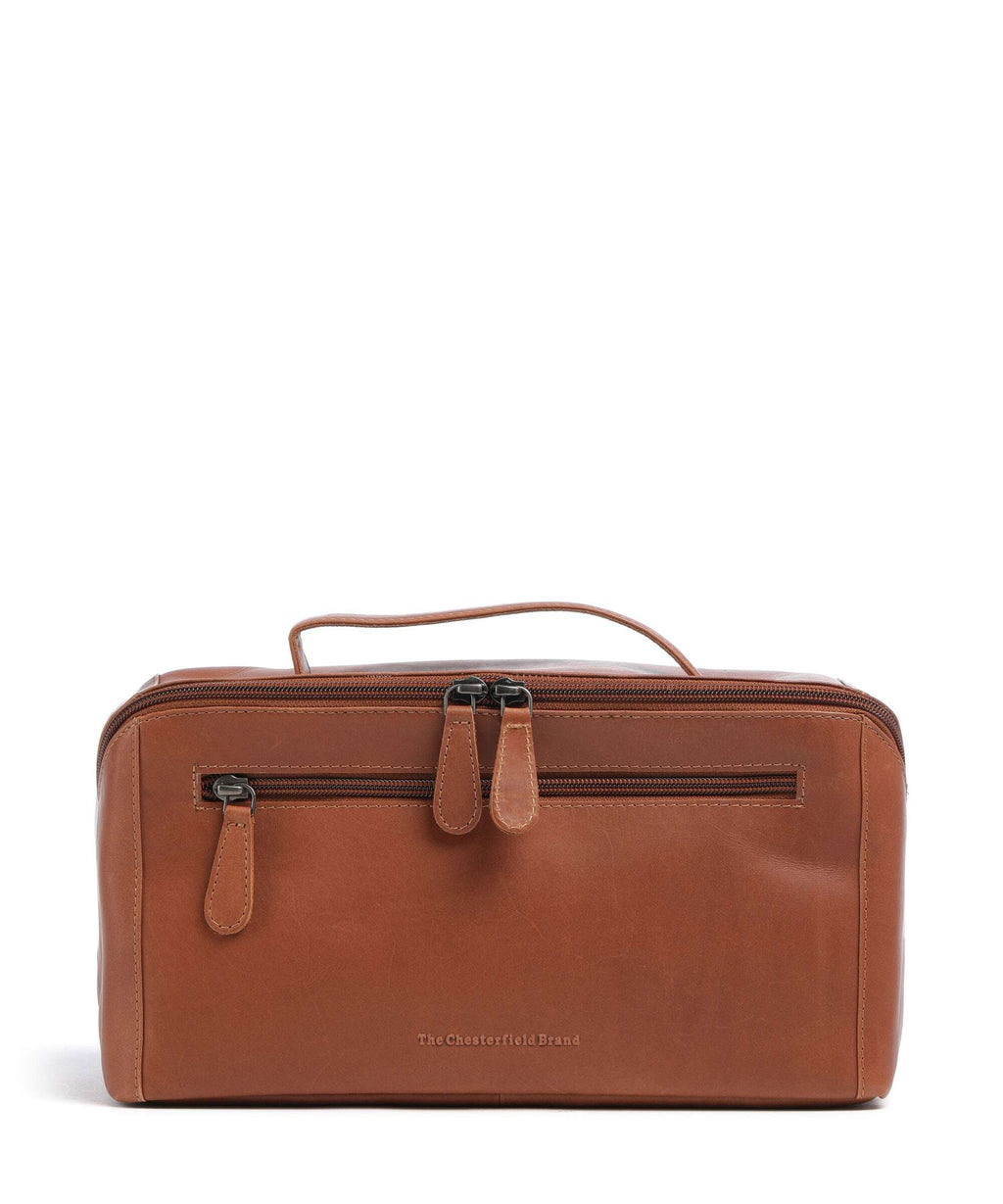 The Chesterfield Brand Wax Pull Up Cow Trevia Toiletry bag cognac