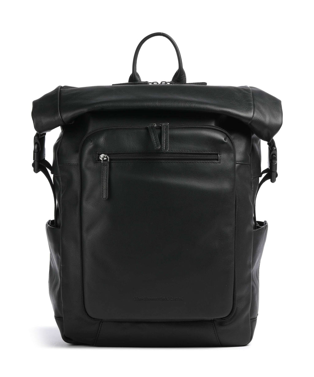 The Chesterfield Brand Wax Pull Up Cow Remo Rolltop backpack black
