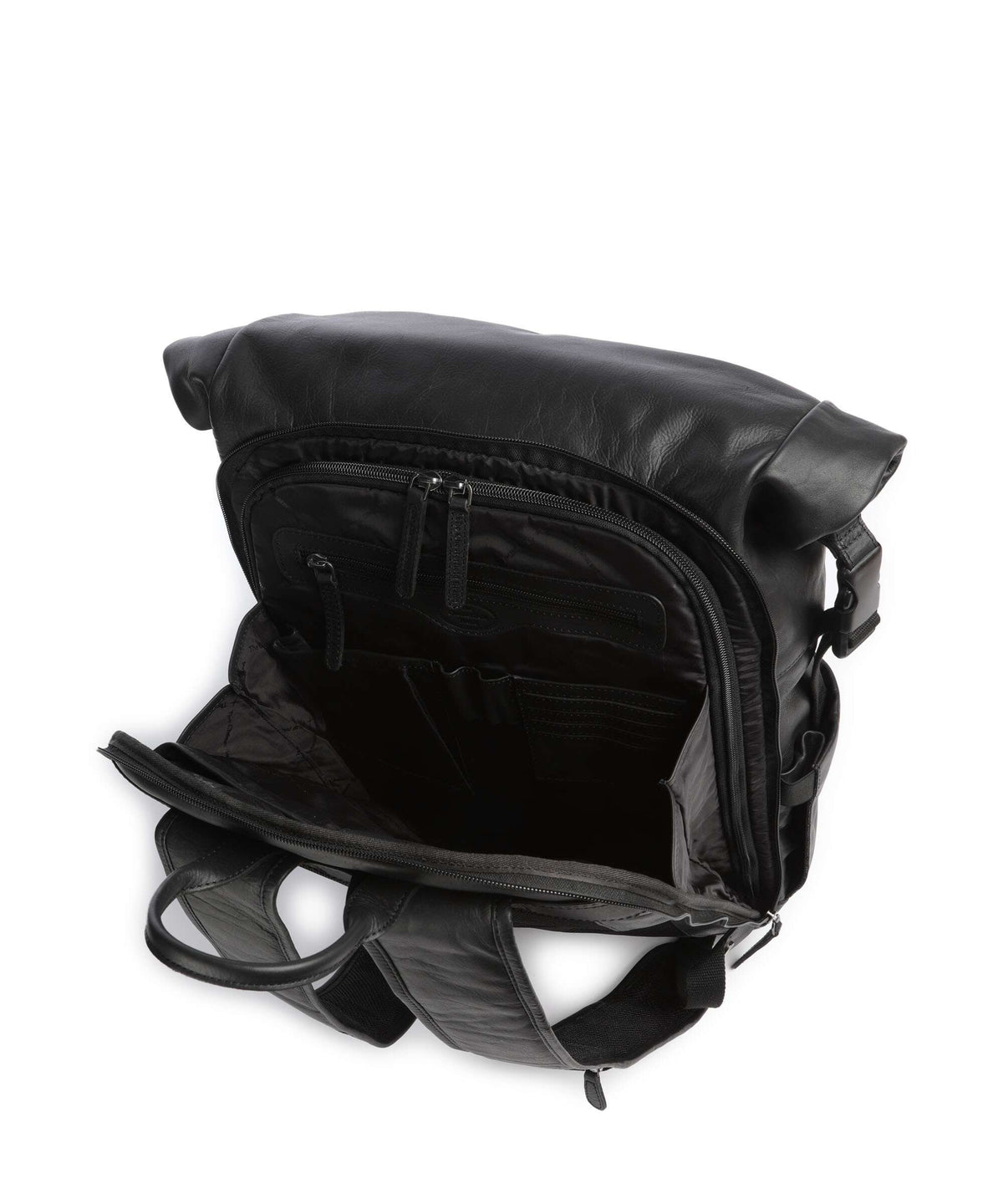 The Chesterfield Brand Wax Pull Up Cow Remo Rolltop backpack black