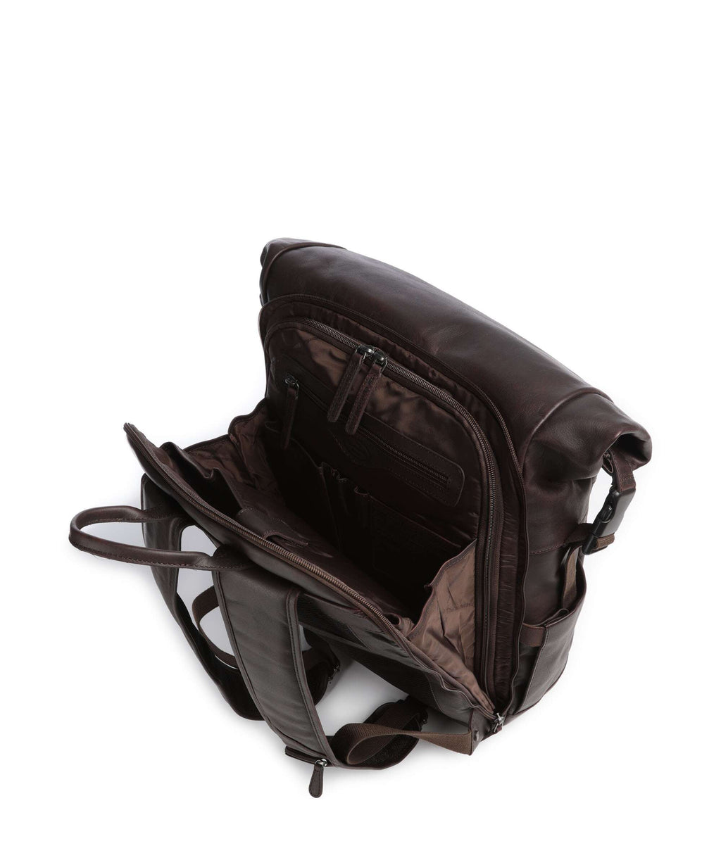 The Chesterfield Brand Wax Pull Up Cow Remo Rolltop backpack brown