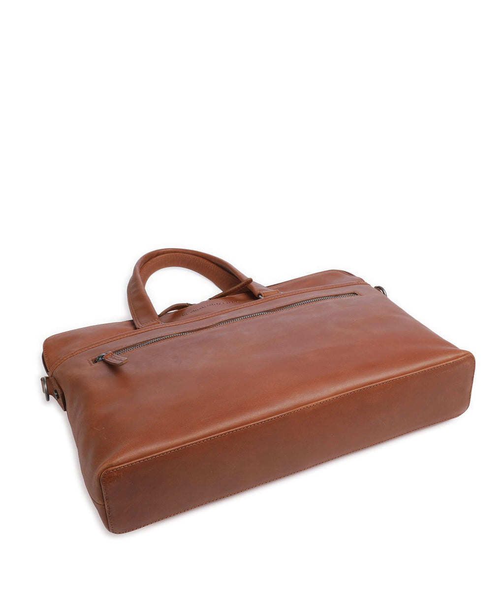 The Chesterfield Brand Wax Pull Up Cow Elvas Laptop bag cognac