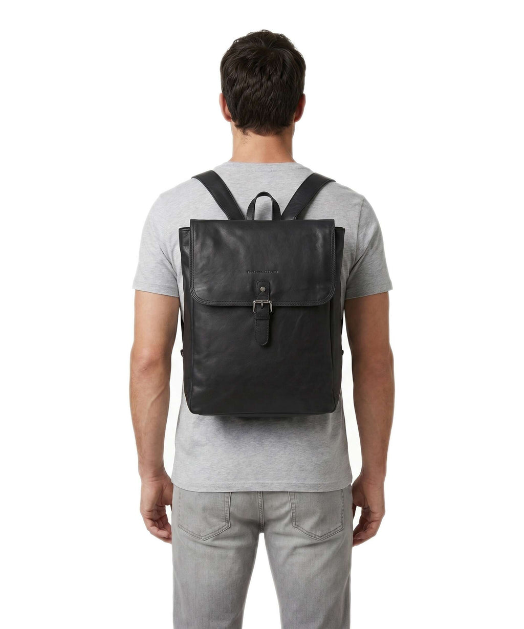 The Chesterfield Brand Wax Pull Up Cow Farrow Backpack black
