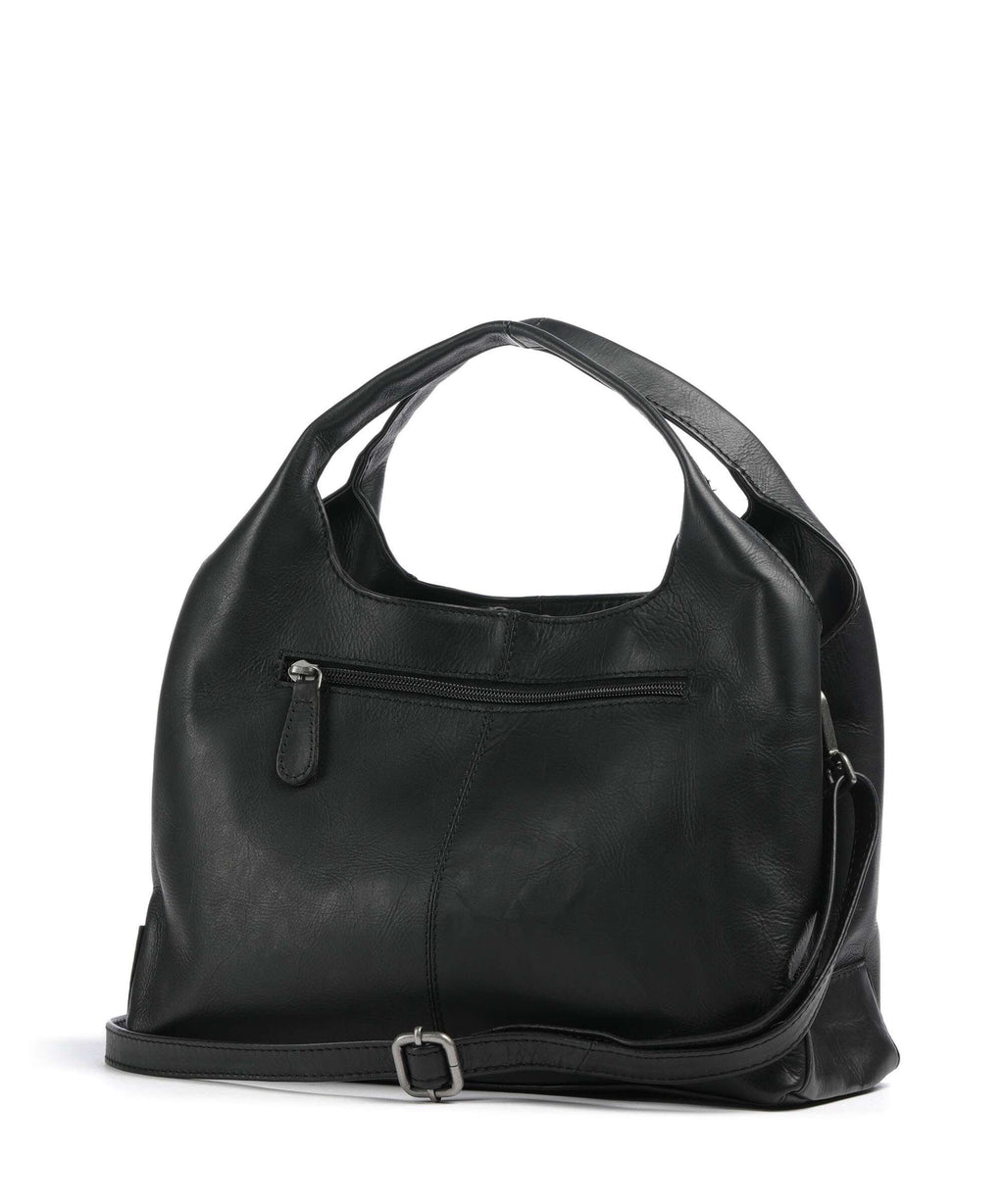 The Chesterfield Brand Wax Pull Up Cow Salina Handbag black
