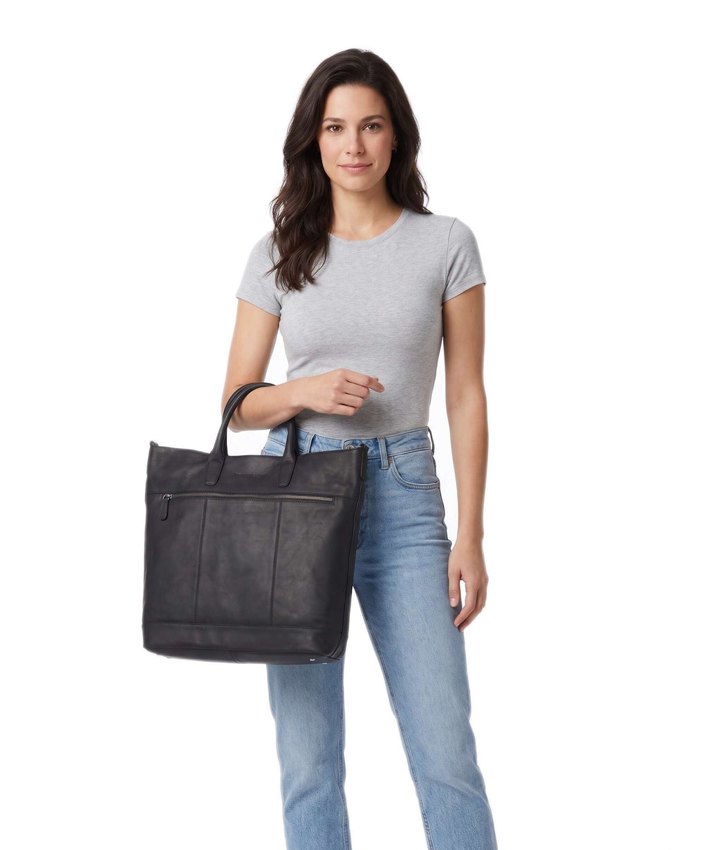 The Chesterfield Brand Wax Pull Up Cow Westbrook Handbag black