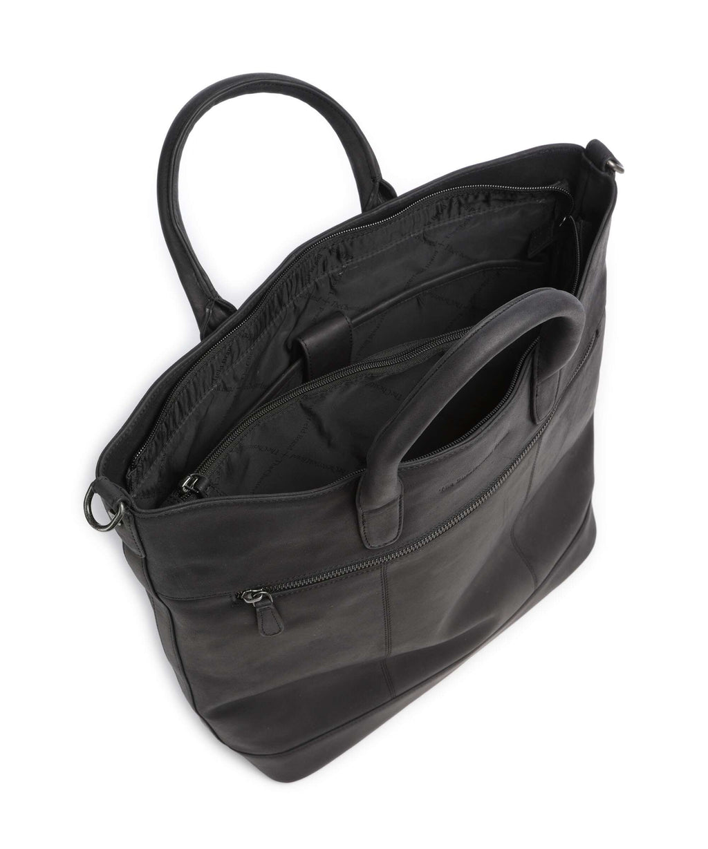 The Chesterfield Brand Wax Pull Up Cow Westbrook Handbag black